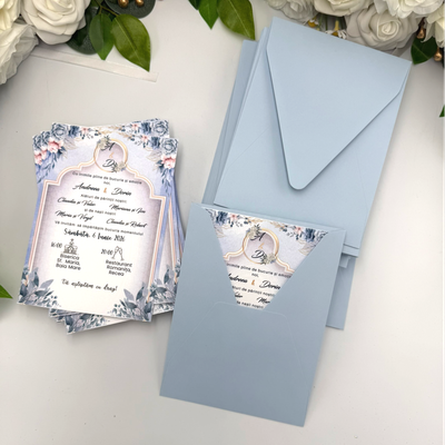 Invitatie Blue cu plic inclus , 13x18 cm
