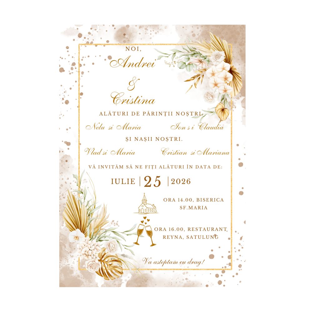 Invitatie Nuntă 13x18 cm
