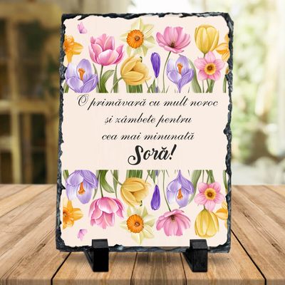 Piatra ardezie cu mesaj pentru Sora, 13x18 cm