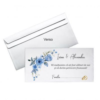 Plic bani pentru nuntă Blue, hartie 80 g