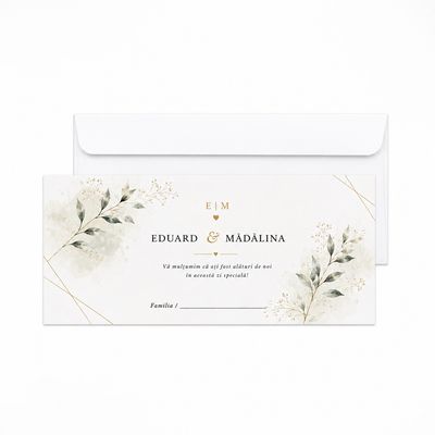 Plic bani nunta Cloud Minimal, model elegant ivory cu accente aurii
