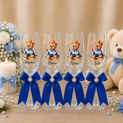 Set Pahare Botez pentru baiat funda Blue, 4 buc , 210 cl