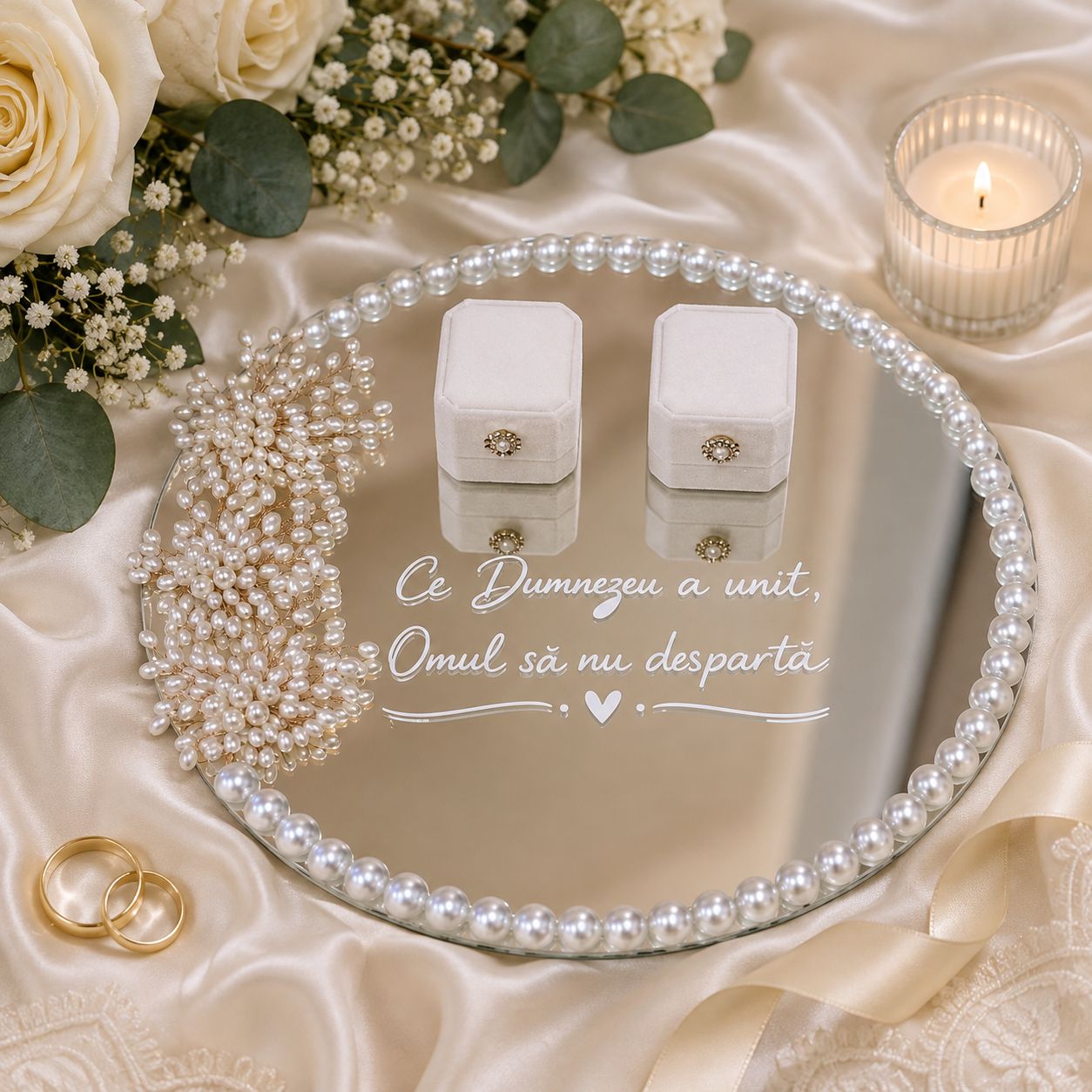Suport verighete tip oglindă – Pearl 30 Cm