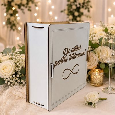 Cutie dar pentru plicuri din MDF alb, 30*30*11cm