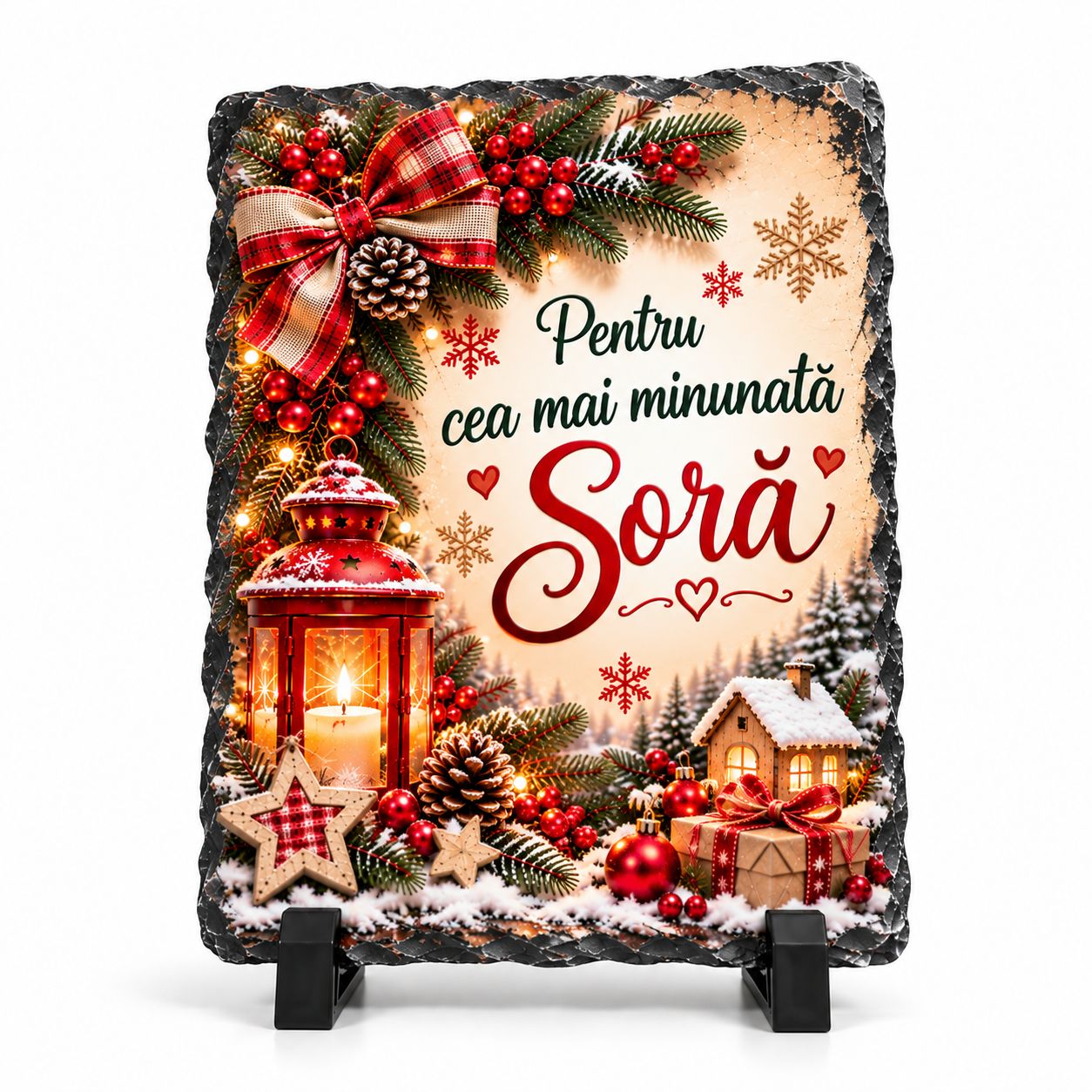 Piatră Ardezie pentru Soră – Cadou Special de Crăciun 13x18 cm