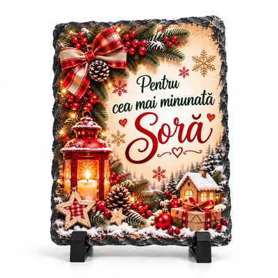 Piatră Ardezie pentru Soră – Cadou Special de Crăciun 13x18 cm