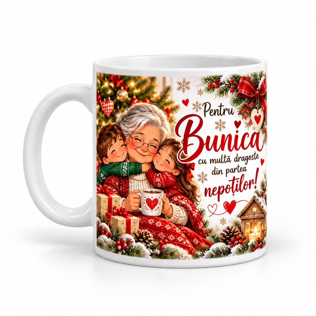 Cană de Crăciun pentru Bunica – Cu Dragoste de la Nepoți,330 ml
