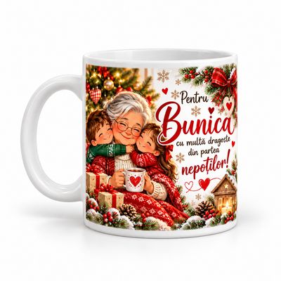 Cană de Crăciun pentru Bunica – Cu Dragoste de la Nepoți,330 ml