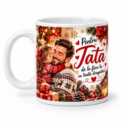 Cană de Crăciun pentru Tata – Cu Dragoste de la Fiica Ta,330 ml