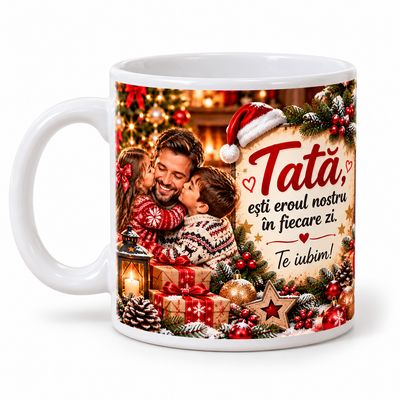Cană de Crăciun pentru Tata - Cadou din partea copiilor, 330 ml