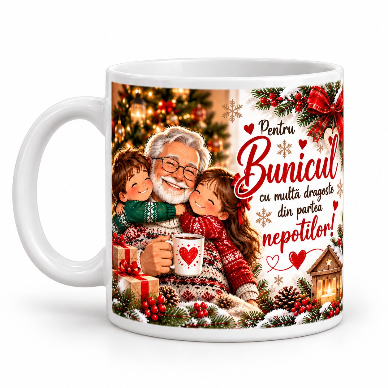 Cană de Crăciun pentru Bunicul – Cu Dragoste de la Nepoți,330 ml