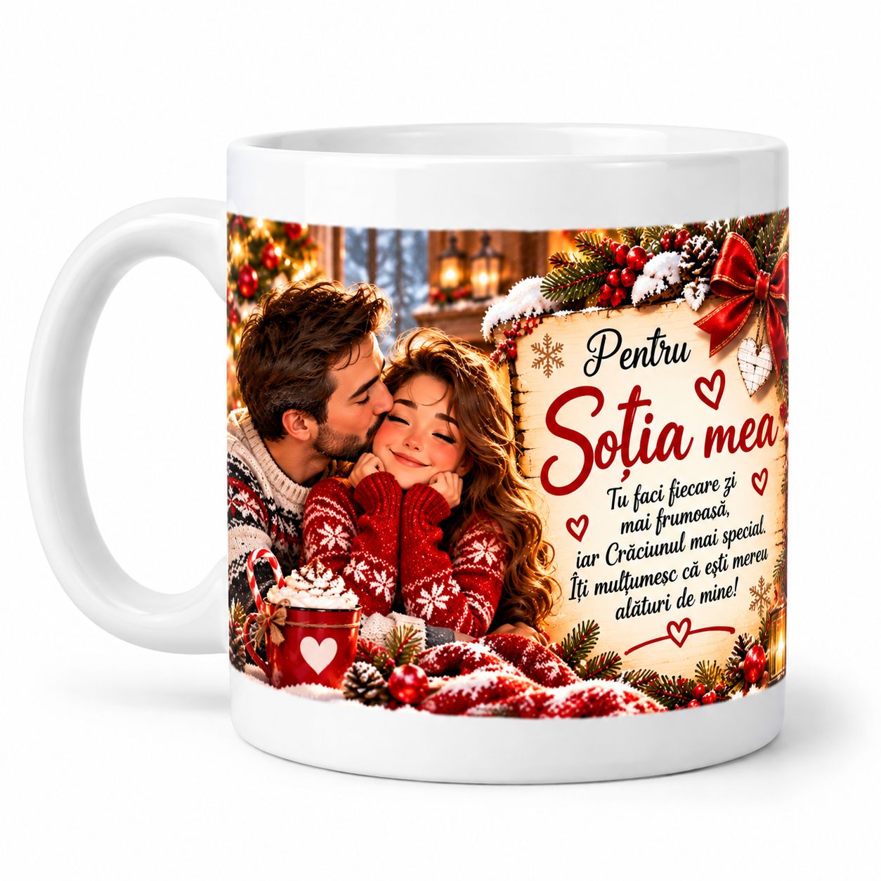 Cană de Crăciun pentru Soție - Cadou romantic din partea soțului, 330 ml