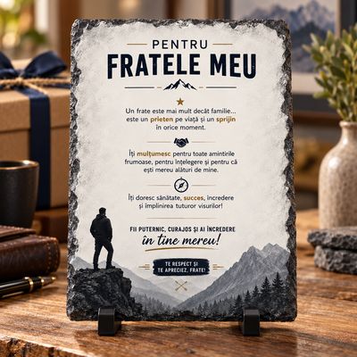 Piatră Ardezie pentru Frate 13x18 cm – Cadou Motivațional cu Mesaj Special