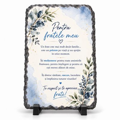 Piatră Ardezie pentru Frate 13x18 cm – Cadou cu Mesaj Emoționant