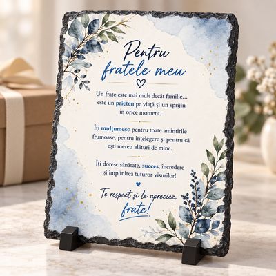 Piatră Ardezie pentru Frate 13x18 cm – Cadou cu Mesaj Emoționant