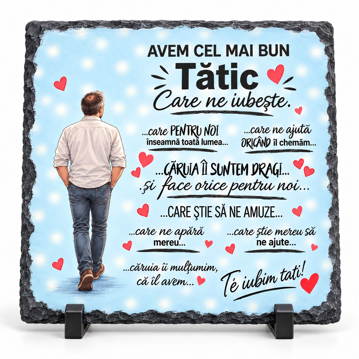 Piatră Ardezie „Cel Mai Bun Tătic” – Cadou Emoționant pentru Tata, 20x20 cm