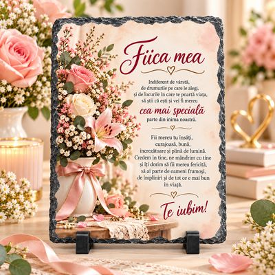 Piatră Ardezie „Fiica mea” 13x18 cm – Cadou Emoționant pentru Fiică