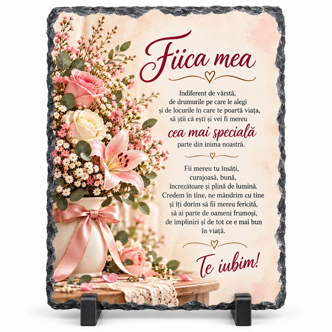 Piatră Ardezie „Fiica mea” 13x18 cm – Cadou Emoționant pentru Fiică