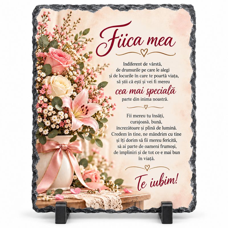 Piatră Ardezie „Fiica mea” 13x18 cm – Cadou Emoționant pentru Fiică