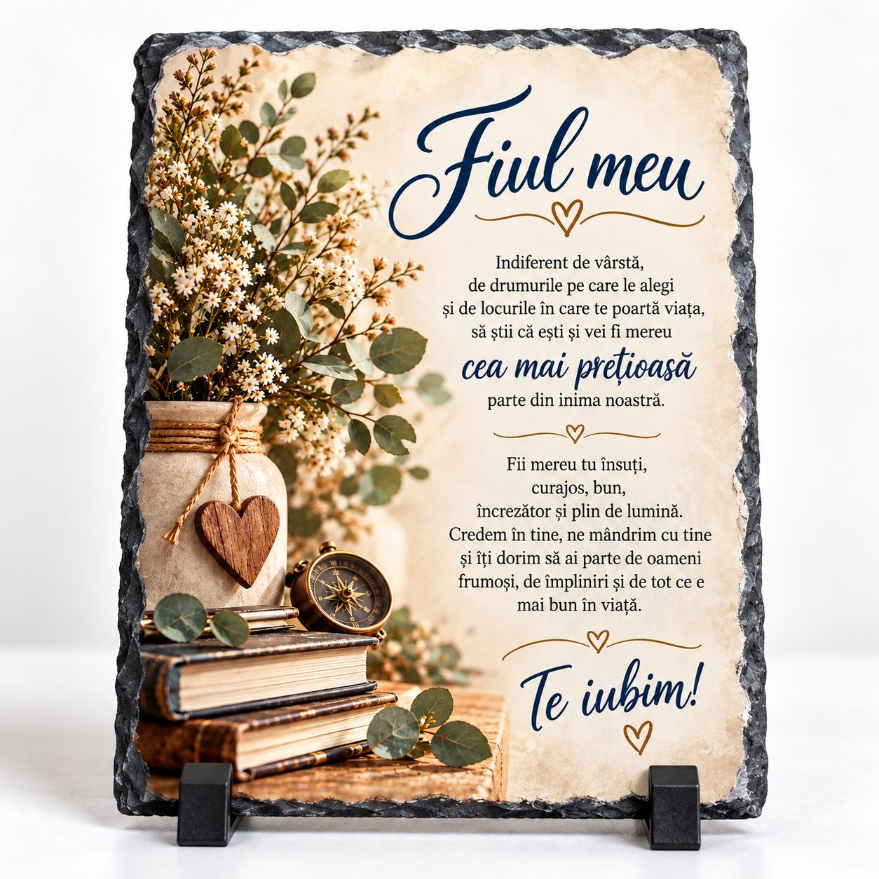 Piatră Ardezie „Fiul Meu” 13x18 cm – Cadou Emoționant pentru Fiu