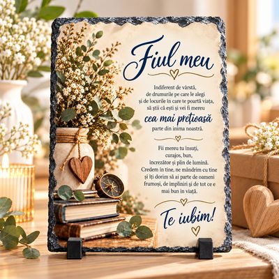 Piatră Ardezie „Fiul Meu” 13x18 cm – Cadou Emoționant pentru Fiu