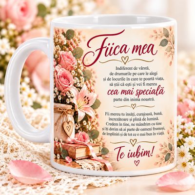 Cană Cadou pentru Fiică – „Fiica mea, cea mai specială” – 330 ml