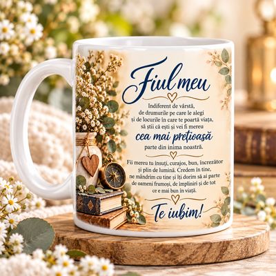 Cană „Fiul Meu” – Cadou Emoționant cu Mesaj de Iubire, 330 ml
