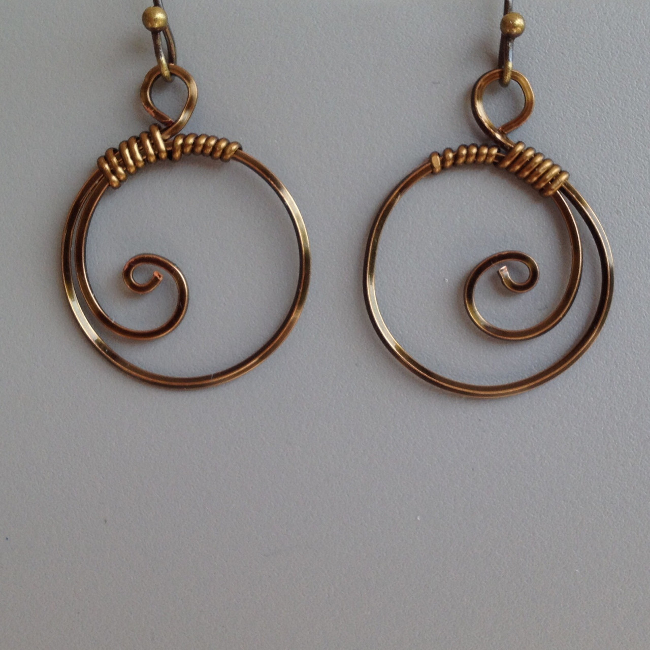 Round Antique Bronze &quot;Long Wave&quot; Earrings