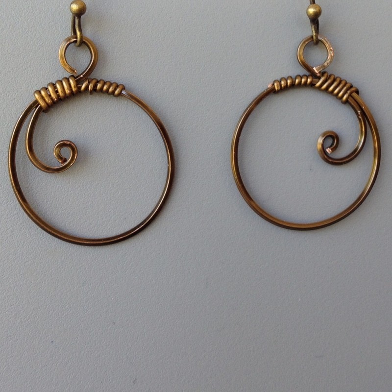 Round Antique Bronze &quot;Short Wave&quot; Earrings