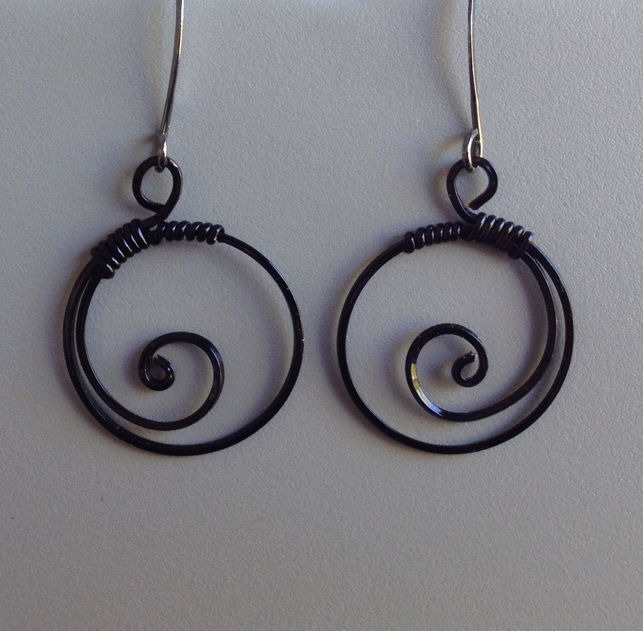 Round Black Wire &quot;Wave&quot; Earrings