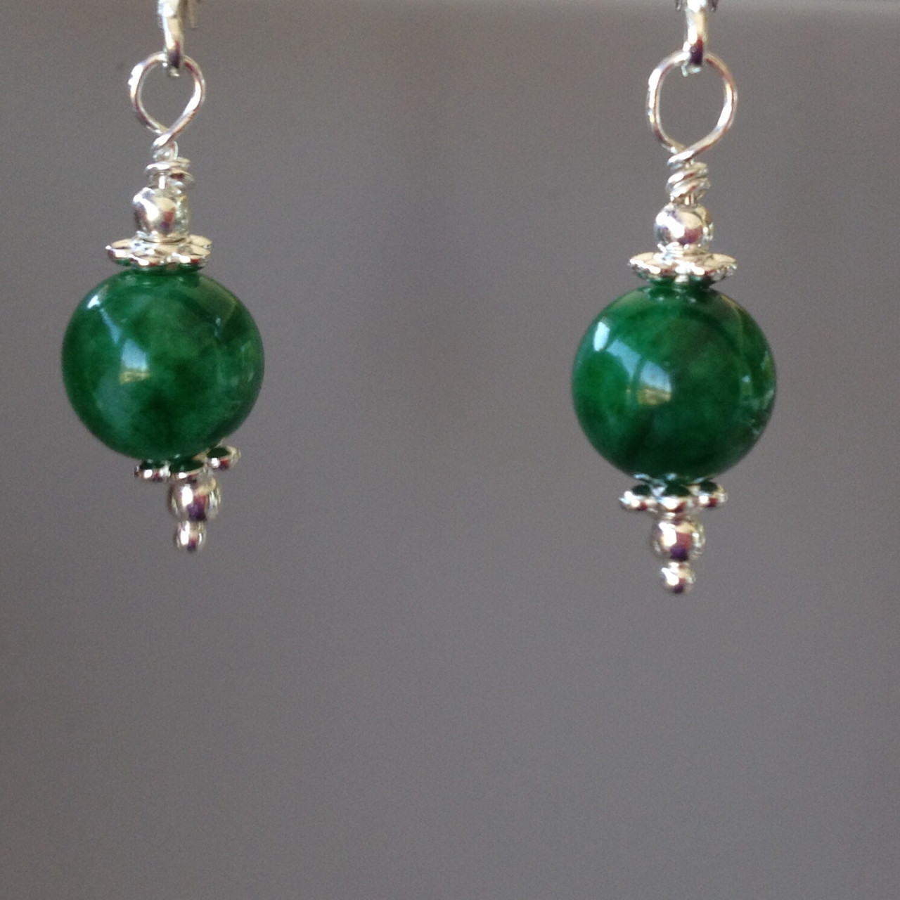 Emerald Ball Earrings w/Silver