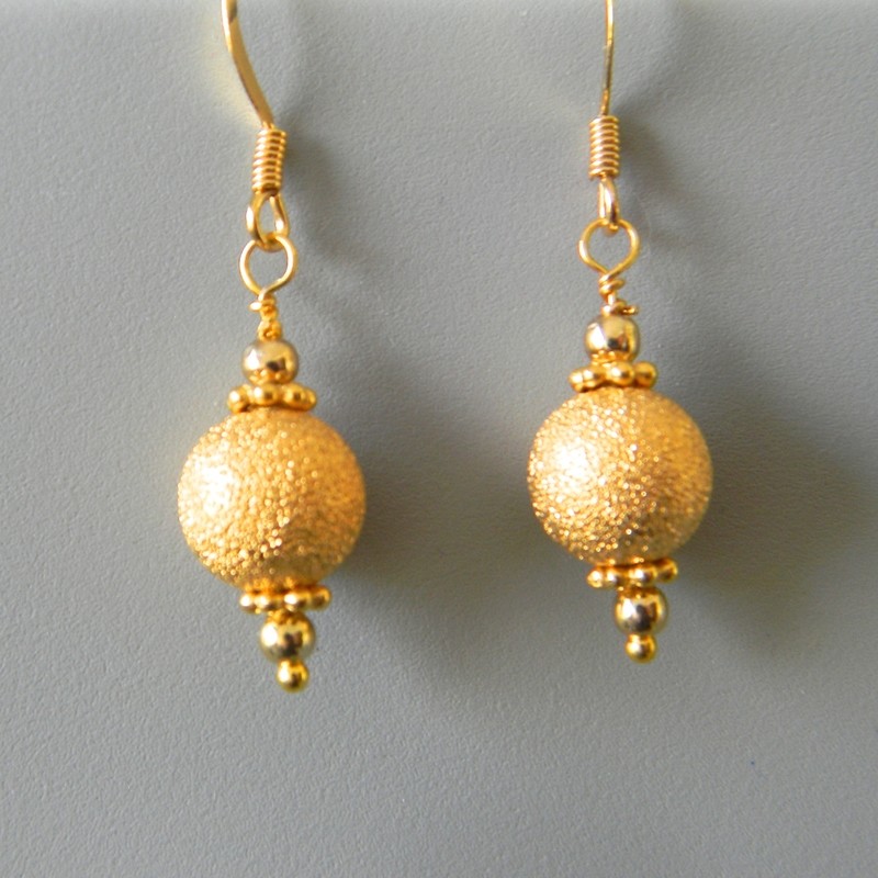 Gold Round Stardust Earrings w/Gold-Filled Earwires