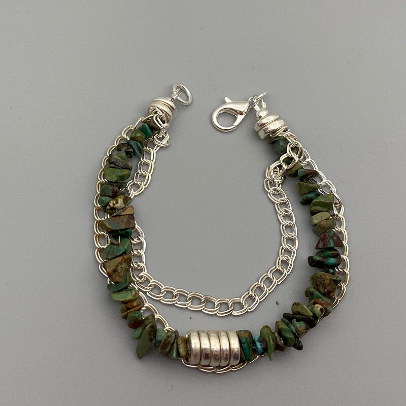 Turquoise Chip &amp; Mykonos Siver Bracelet