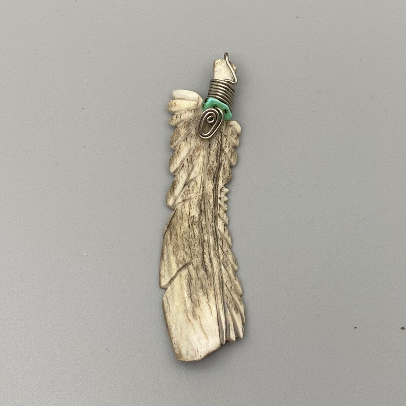 Klamath Tribe Horn w.Turquoise Pendant
