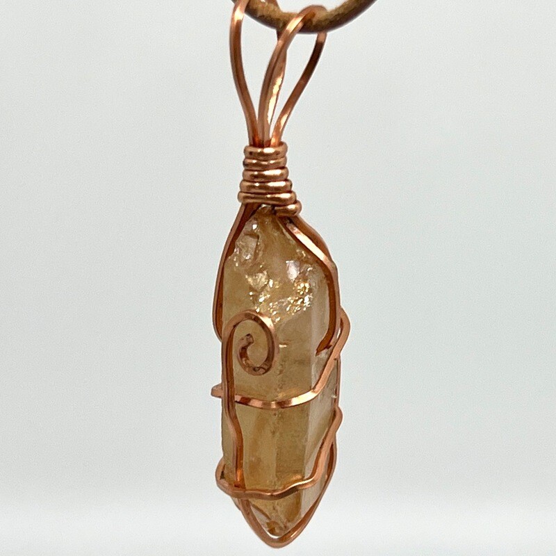 Citrine Shard Pendant on leather necklace