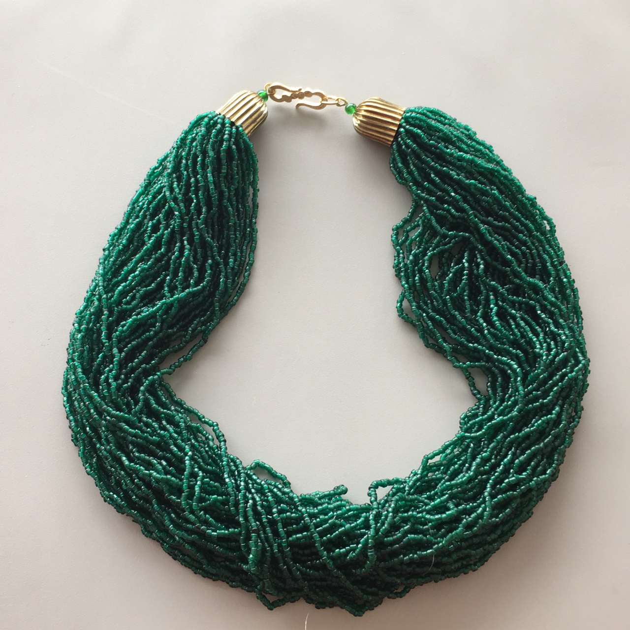 Chunky Green Seed Bead Choker Necklace