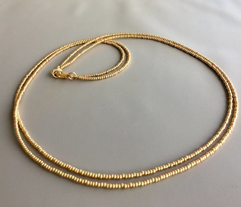 Gold Seed Bead Necklace - Double