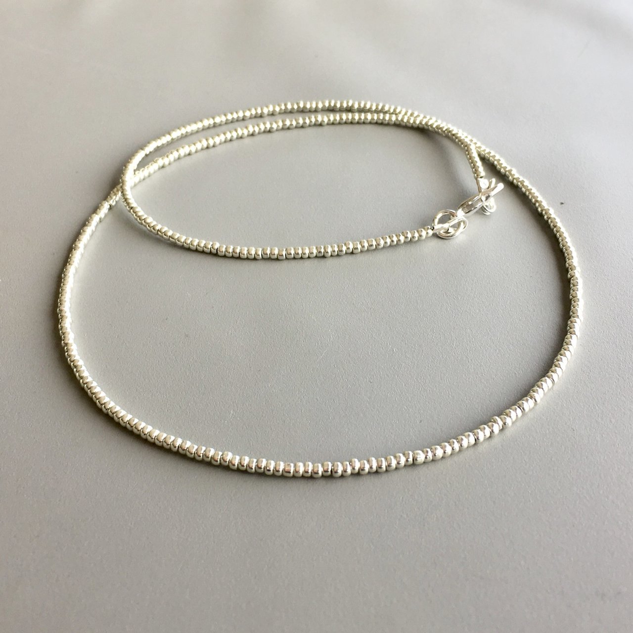 Silver Seed Bead Necklace - Single