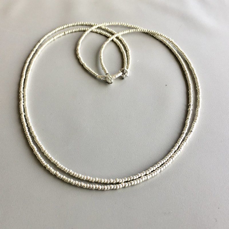 Silver Seed Bead Necklace - Double