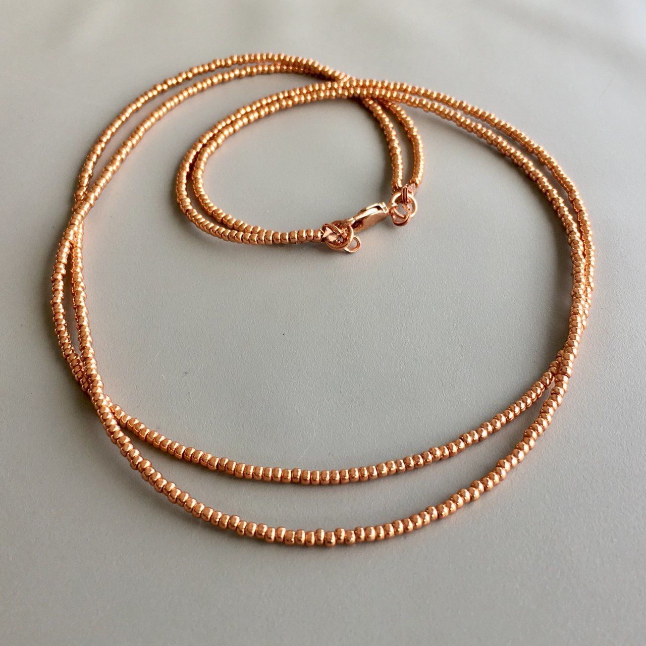 Copper Seed Bead Necklace - Double