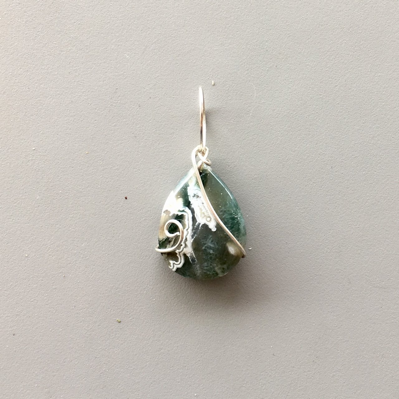 Green Ocean Jasper Pendant w/Argentium SS