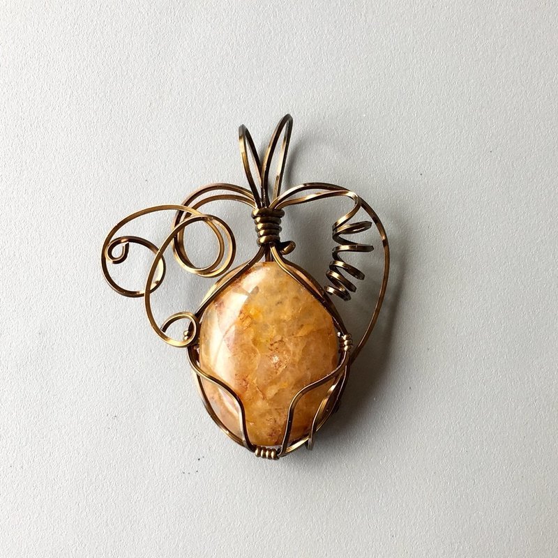 Himalayan Golden Honeycomb Quartz Pendant w/Antique Bronze