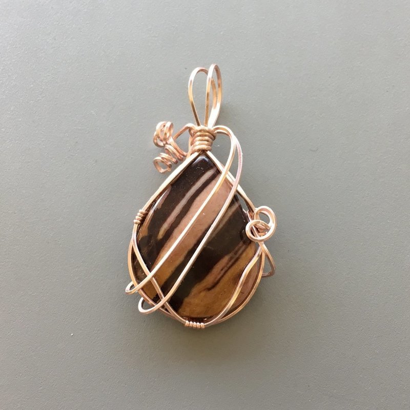 Zebranite Jasper Pear-shaped Pendant w/Rose Gold