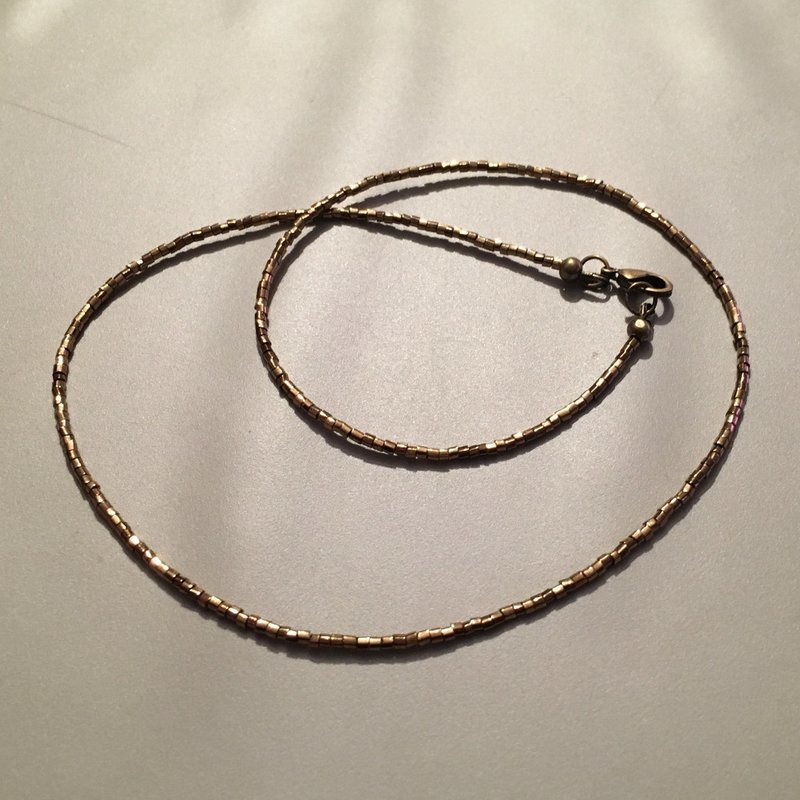Antique Bronze Tube Seed Bead Necklace - Single