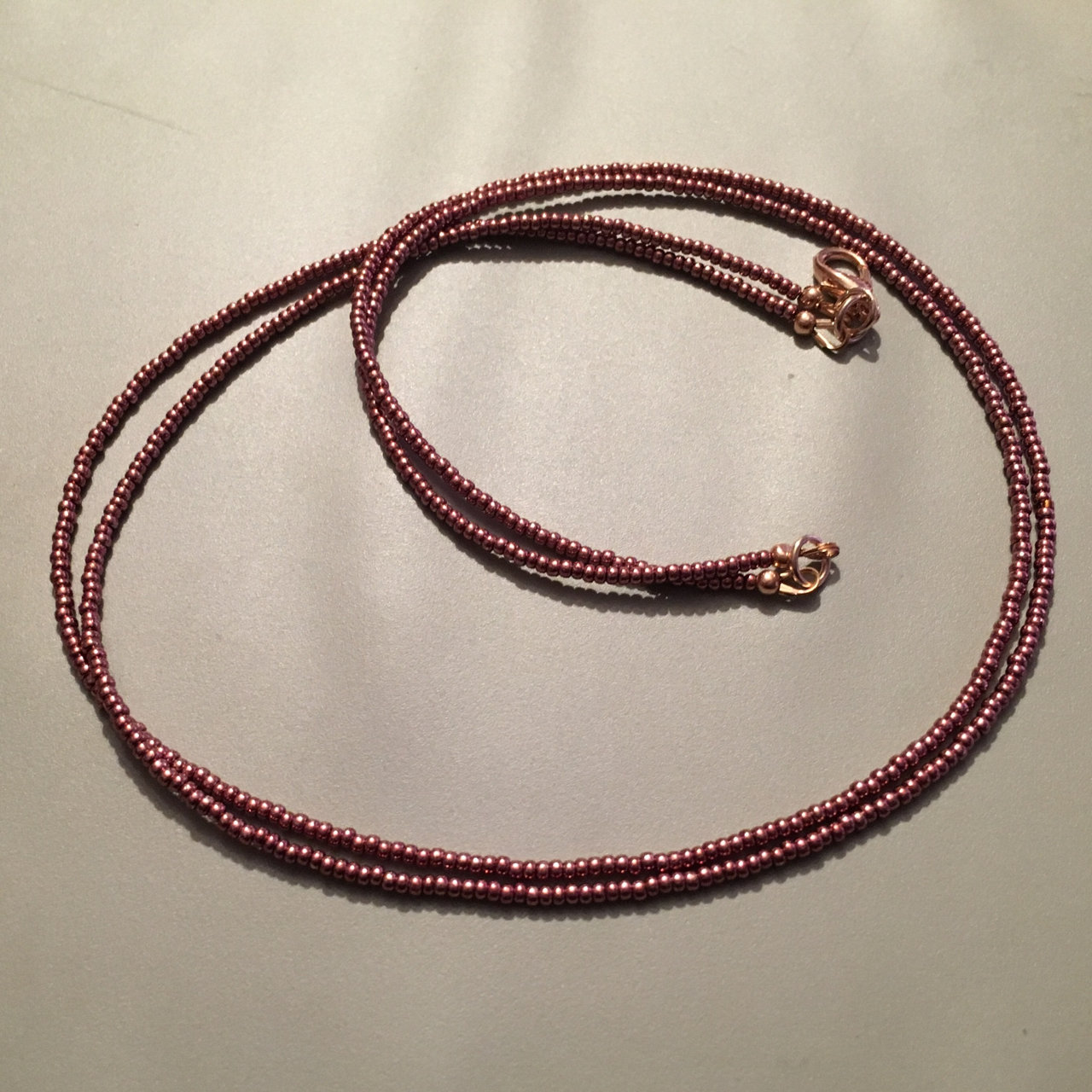 Rose Gold Seed Bead Necklace - Double