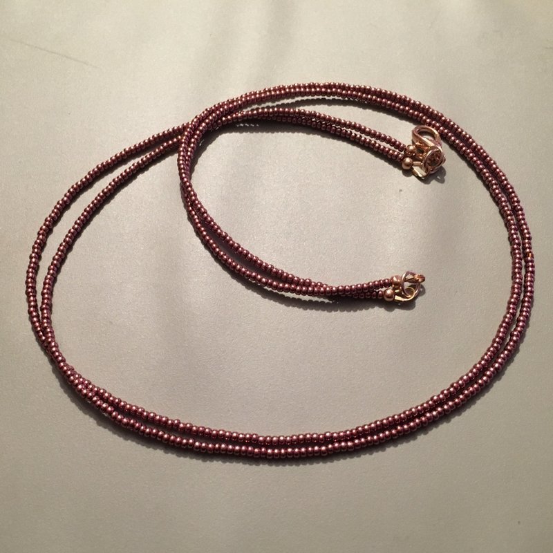 Rose Gold Seed Bead Necklace - Double