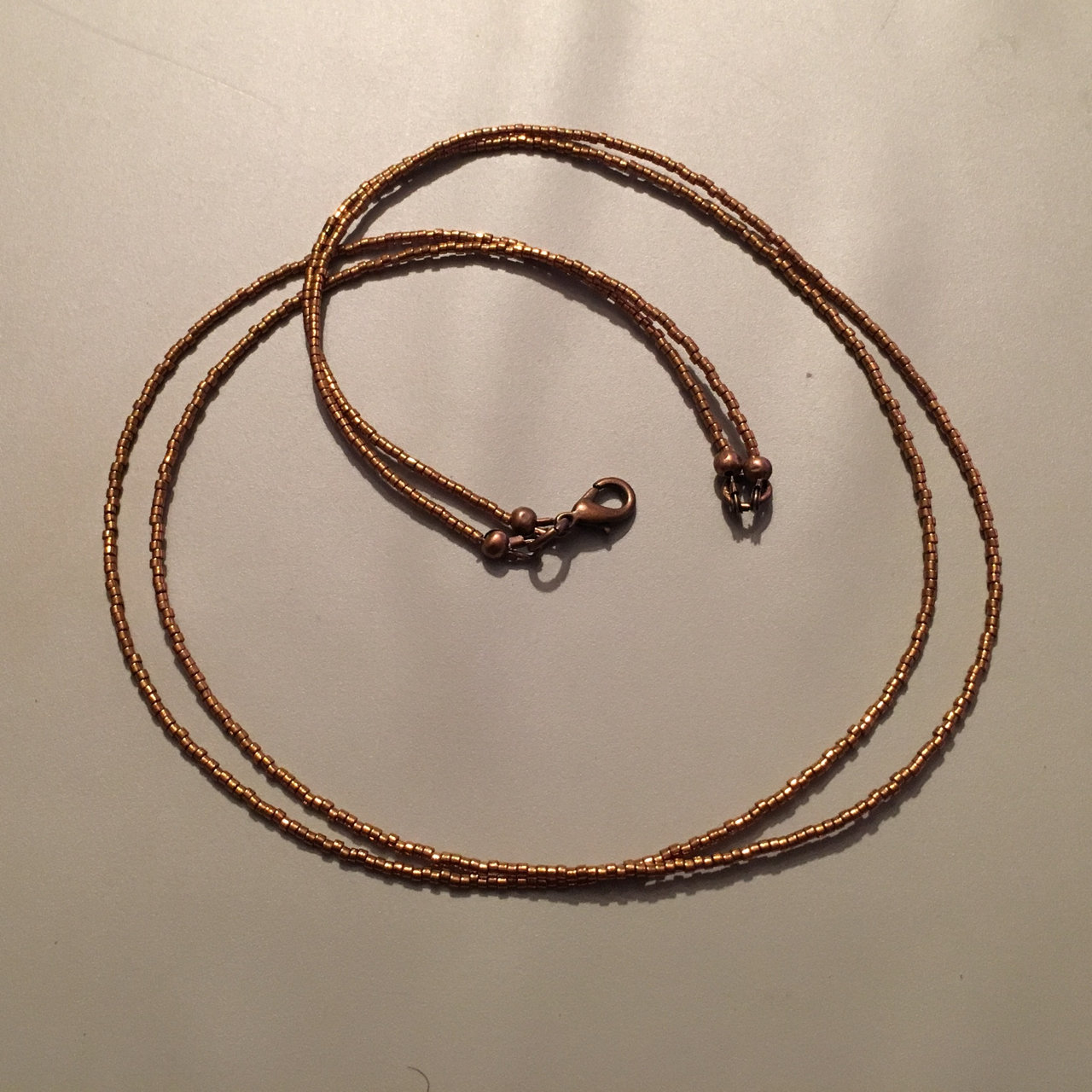 Antique Bronze Seed Bead Necklace - Double