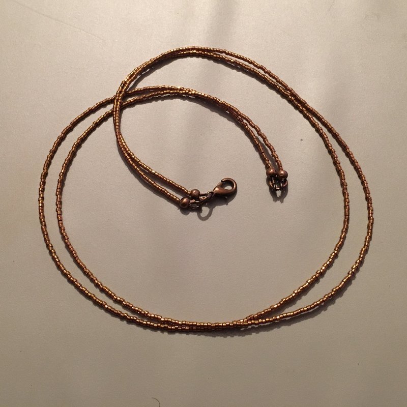 Antique Bronze Seed Bead Necklace - Double