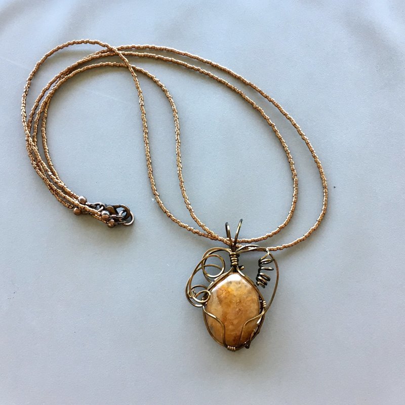 Himalayan Golden Honeycomb Quartz and Antique Bronze Necklace