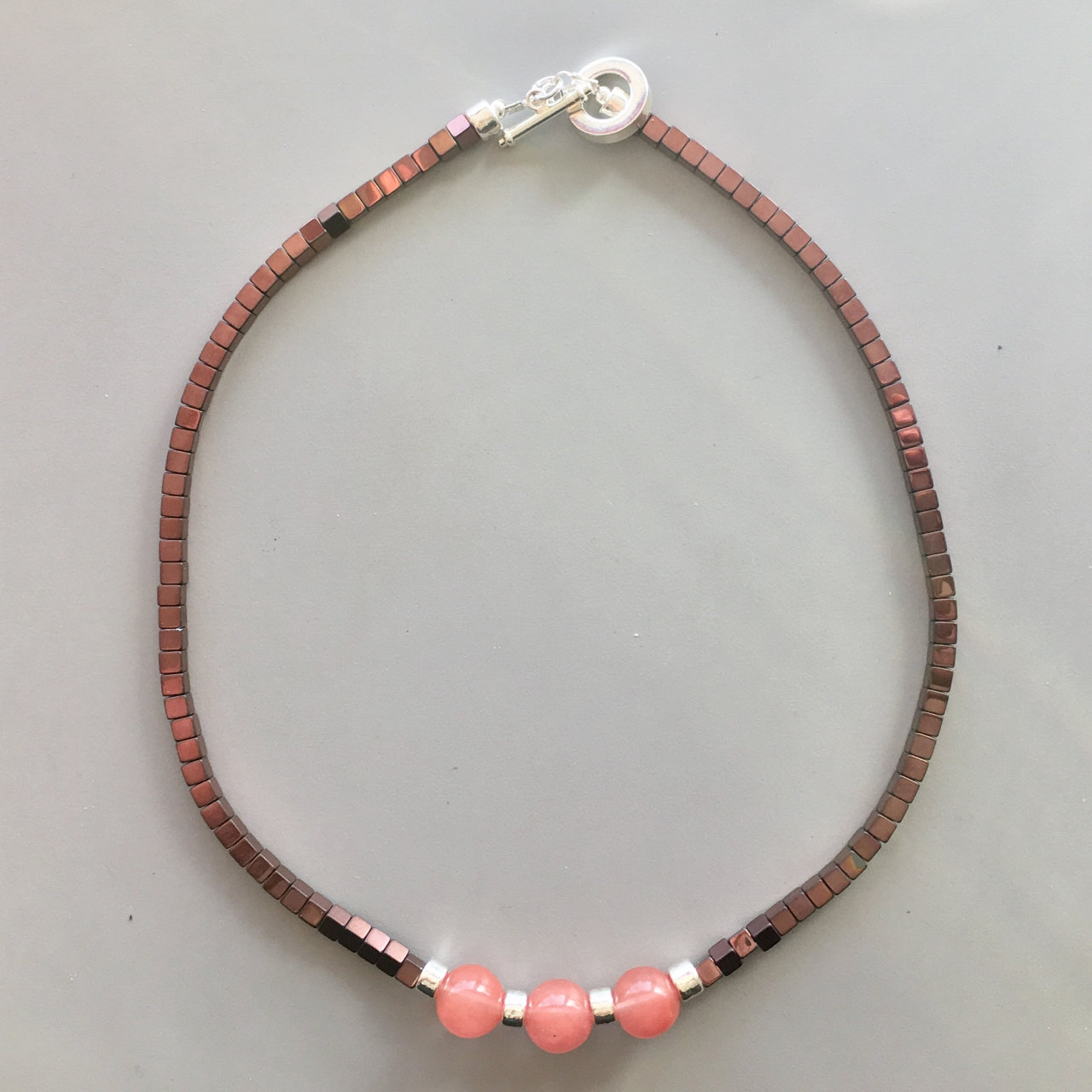 Cherry Quartz &amp; Dark Rose Metallic Cube Beads - S